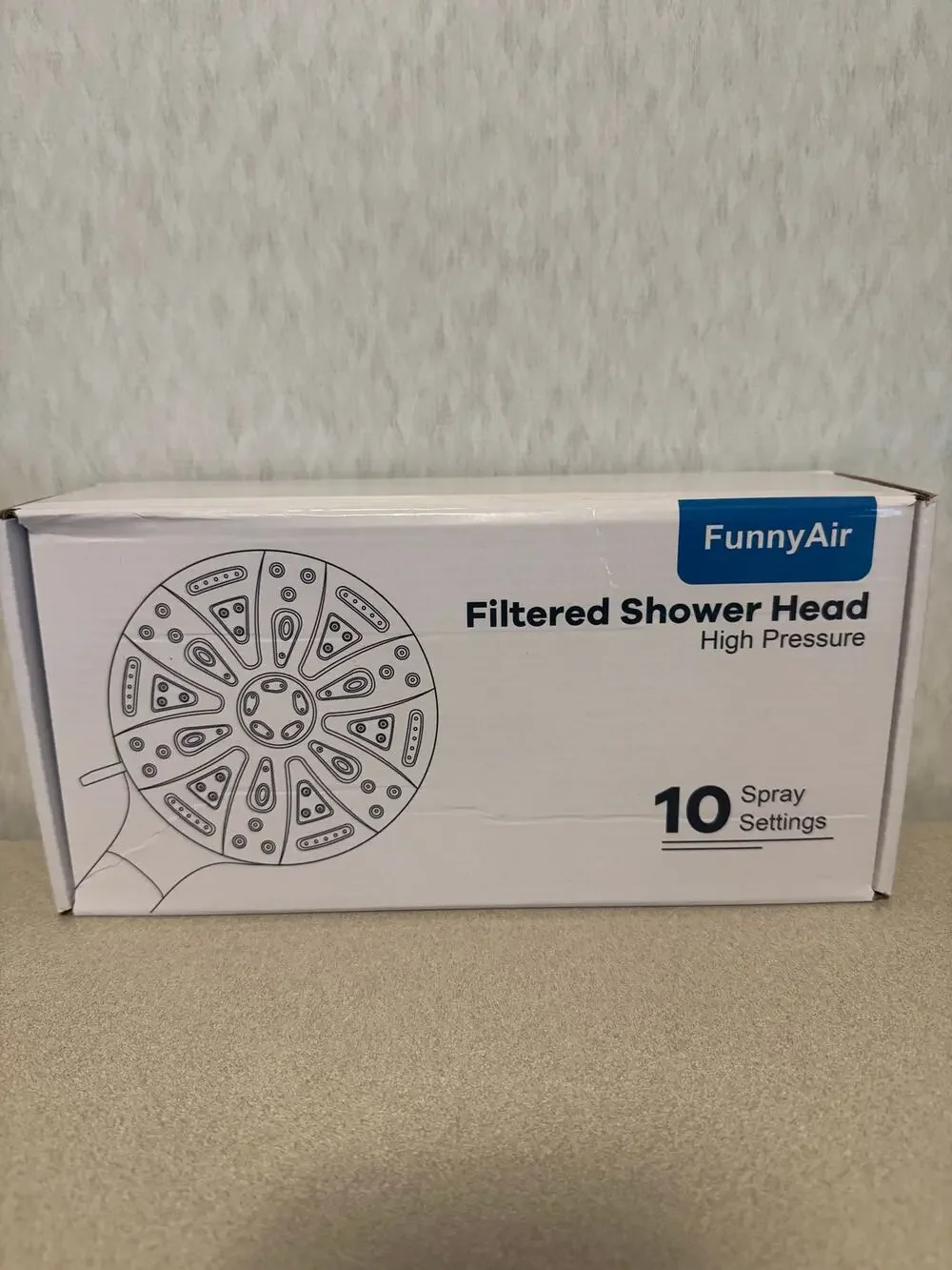 FunnyAir Filtered Shower Head 10 Spray Settings Handheld High Pressure Chrome